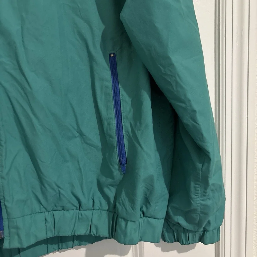 Lands End Windbreaker Jacket‎ L Vintage 90s Turquoise Zip Up